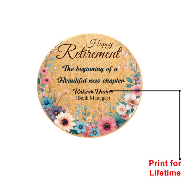 Personalised Happy Retirement Wooden Plaque  Custom With Name  Retirement Gift For Father, Mother, Boss, Colleague, Doctor & Teacher